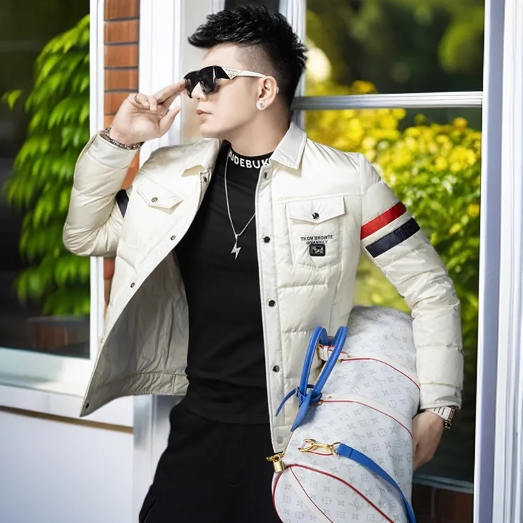 娜罗普西轻薄羽绒服男装外套冬季新款痞帅翻领时尚防寒服男士衣服