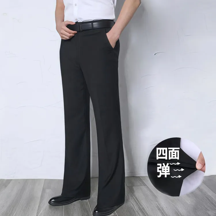 JIDUTIAP四面弹高腰裤男喇叭裤垂感免烫直筒大脚西裤宽松阔腿长裤
