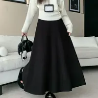 显瘦宽松高腰通勤加绒半身裙学院风纯色中长裙2025年冬季新款大码