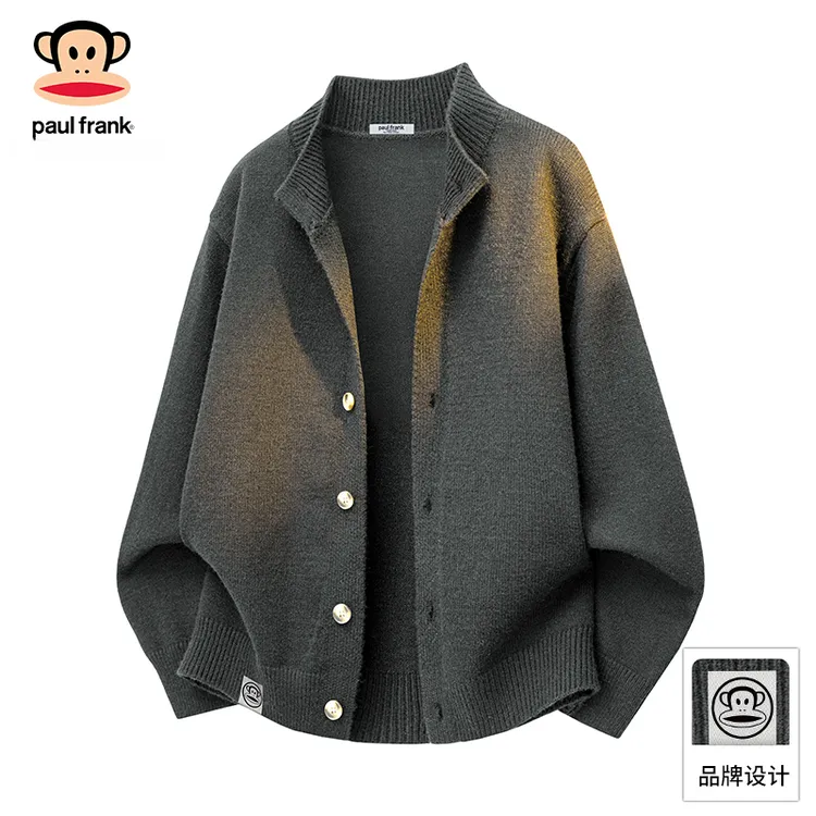 PaulFrank/大嘴猴秋季新款圆领针织开衫男宽松慵懒风休闲外穿毛衣
