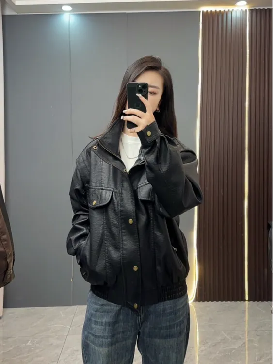 男士立领皮衣美式潮流宽松加绒皮衣夹克男士潮牌机车服痞帅外套