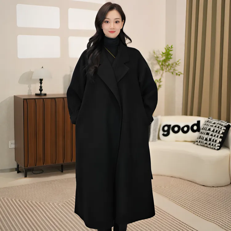Q新款双面绒中长款宽松加厚25年女款大衣女款爆款2025新款