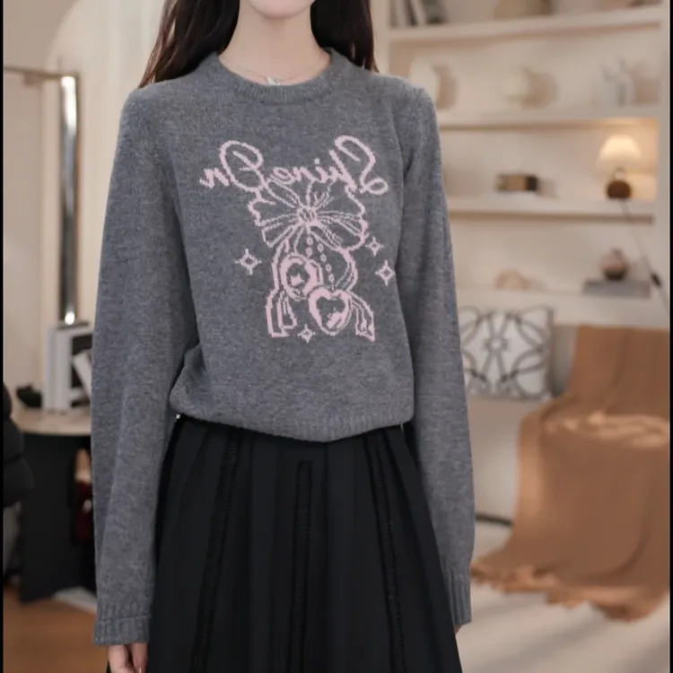 2025秋冬季韩系百搭休闲宽松针套头针织毛衣轻奢时尚长袖针织毛衣