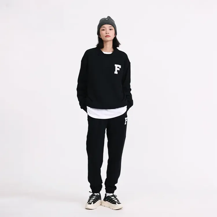 FC-1101&1102卫衣裤春秋新款字母贴布简约纯棉百搭运动套装时尚