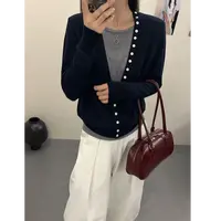 【卡蔻】多扣撞色假两件针织衫（衣长57）