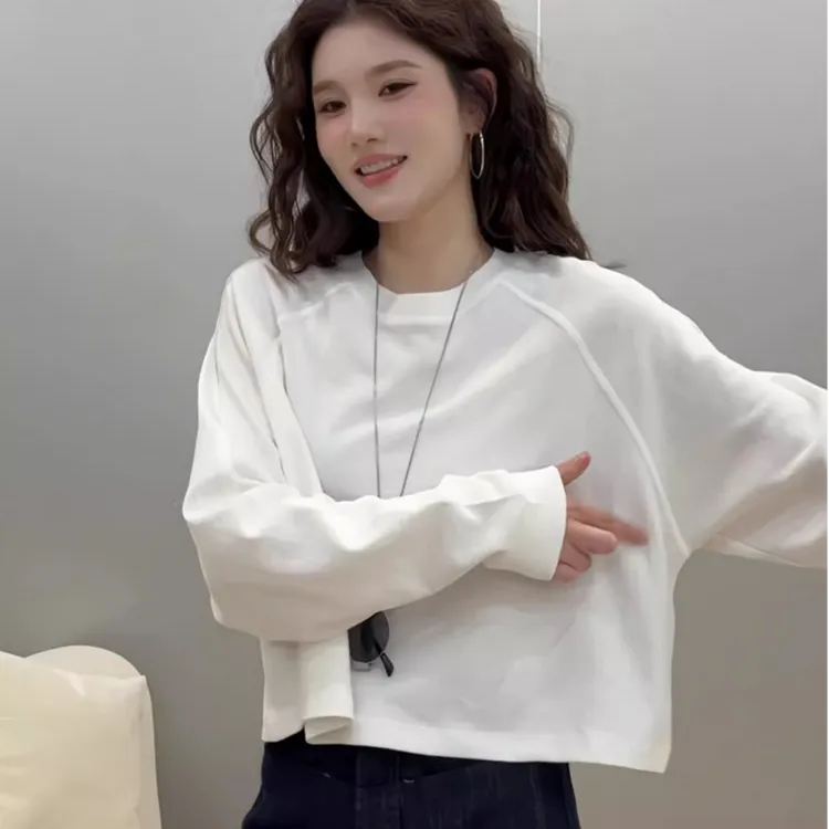 独特漂亮小衫新款纯棉打底衫女内搭长袖T恤洋气女装休闲外穿上衣