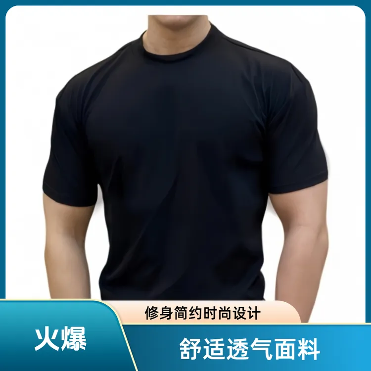 正肩【300g索罗娜】男士身材明星修身立挺休闲圆领短袖夏季椅子上衣