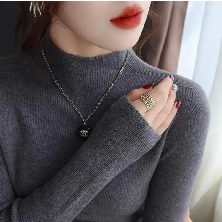 2025新款一线成衣无缝毛衣女半高领加厚针织衫打底衫修身显瘦长袖