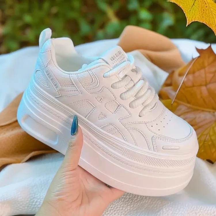 8公分增高厚底新款真皮面女鞋小白鞋网红休闲鞋百搭小个子女鞋6