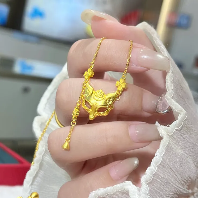 铜合金吊坠 国潮狐狸面具项链国风东方神秘感仙气流苏狐狸吊坠