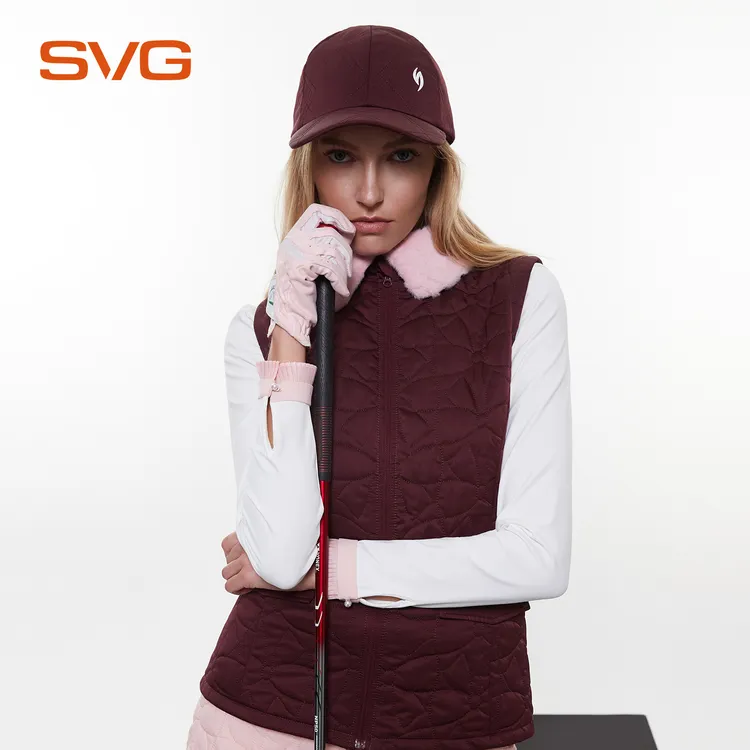 svg高尔夫25秋冬新款女装时尚毛领绗棉马甲保暖夹棉拉链运动背心