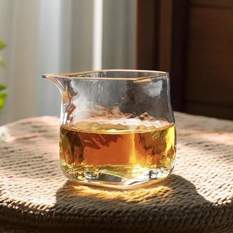 小方玻璃锤纹杯日式耐热公杯手工茶壶创意简约主人茶具杯小青柑