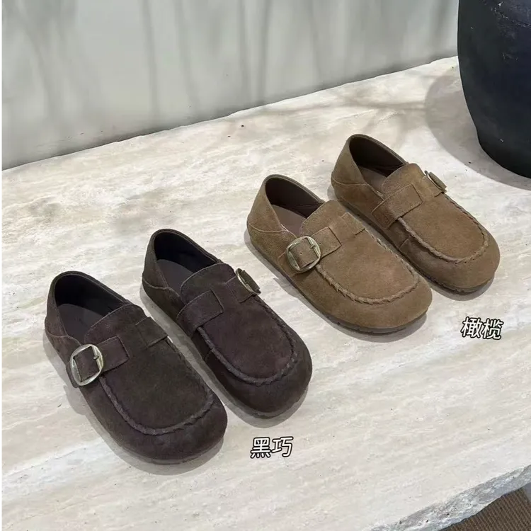 精致真皮边扣厚底增高3CM勃肯鞋