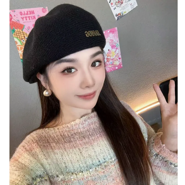 JARLOG秋冬定型贝雷帽一帽两戴前进帽女韩版加厚保暖时尚百搭气质