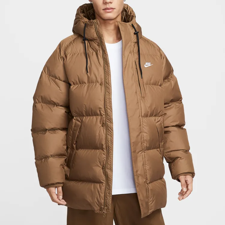 NIKE/耐克【双旦礼】男子流光风棕色拒水羽绒外套中长款IB2974-235