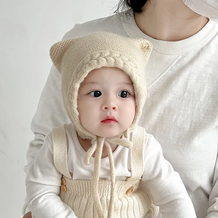 宝宝帽子可爱超萌护耳帽秋冬季保暖针织帽婴幼儿防风毛线帽小月龄