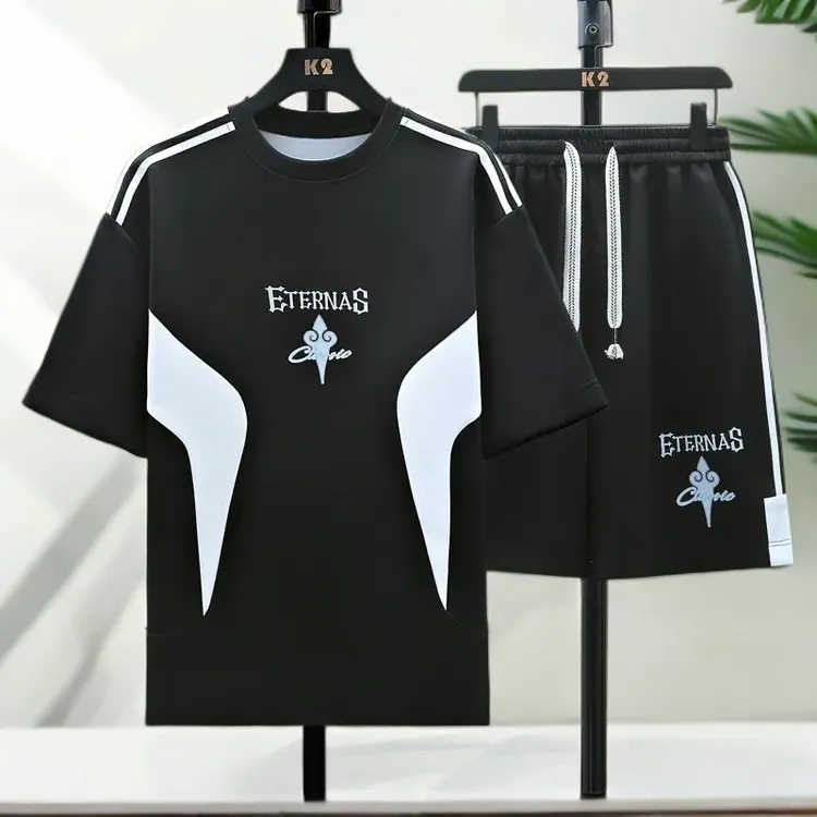 2025短袖新款透气短裤夏季青少年套装帅气潮流休闲运动套装