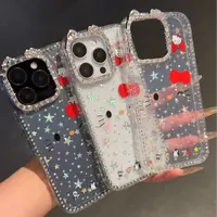 诚星泽蝴蝶结kt猫点钻适用苹果16PROMAX手机壳iPhone15透明14新13