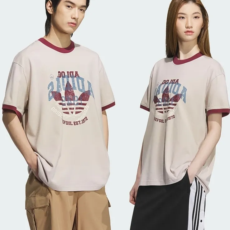 Adidas阿迪三叶草25夏男女发售款复古大标短袖KC0288