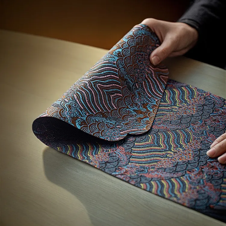 新款国潮双面织锦茶席茶道干泡席云锦国风印花复古微吸水垫茶垫