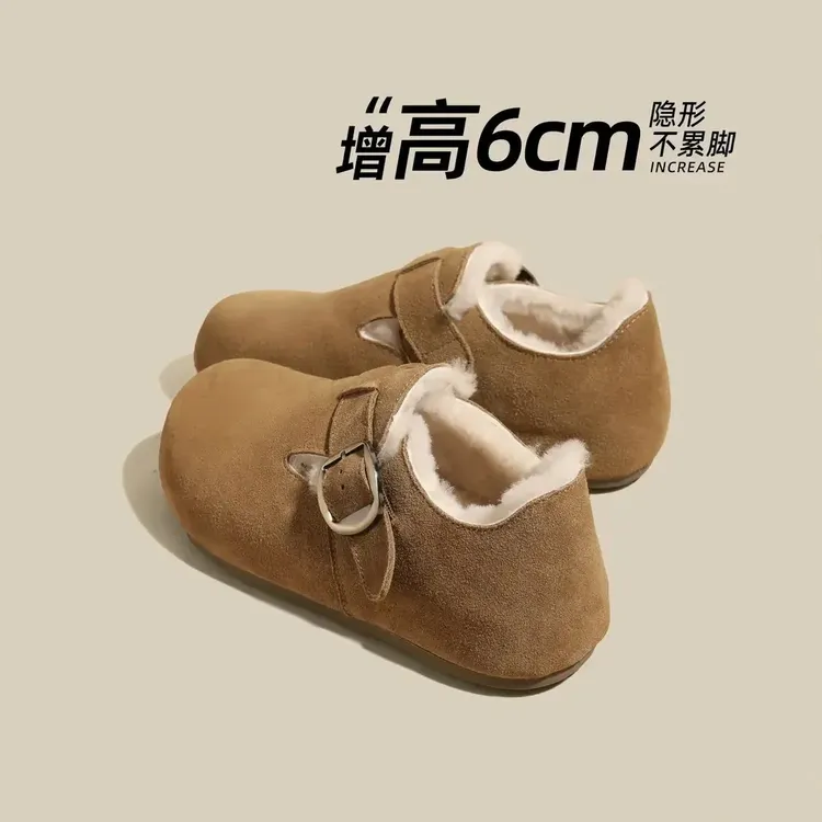6cm内增高勃肯鞋2025秋冬新款加绒保暖全包棉鞋休闲鞋KM-L150-3