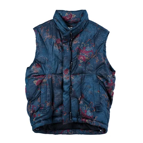 素白【繁花】J01949保暖加厚特色小众立领羽绒马甲