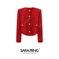 SARA.PENG法式名媛｜法式小香风澳毛金扣编织百搭款外套｜1D168473