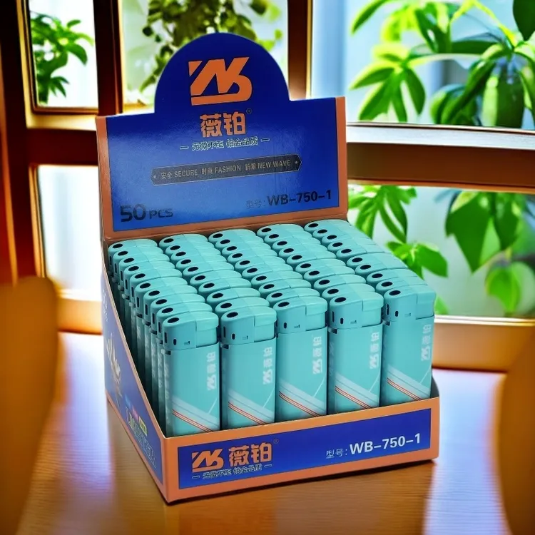 微铂750浅蓝新款打火机耐用防爆高品质一次性明火超市商店批发