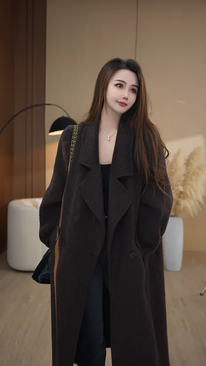 2025秋冬氛围感气质百搭宽松双面羊毛大衣858