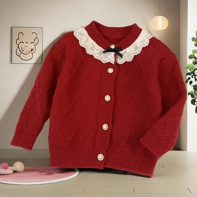 女童小香风法式针织开衫毛衣儿童柔软舒适秋冬韩版可爱