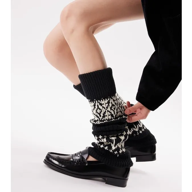 费尔岛秋冬针织y2k堆堆袜套加厚腿套女款保暖复古袜套显瘦百搭