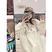 晶咕【元气soul】美式复古字母图案圆领宽松长袖卫衣