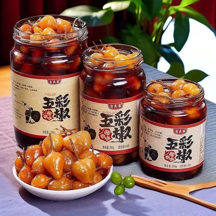 广西五彩泡椒灯笼椒七彩泡椒泡菜开味下饭菜小菜拌粥粉面七彩辣椒