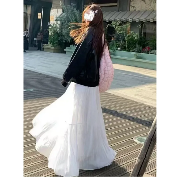 8068-秋季新款微胖显瘦女装半身裙气质高腰温柔风