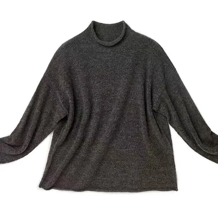 灰色松果 纹理加密特殊纱廓形套头上衣 质感/保暖