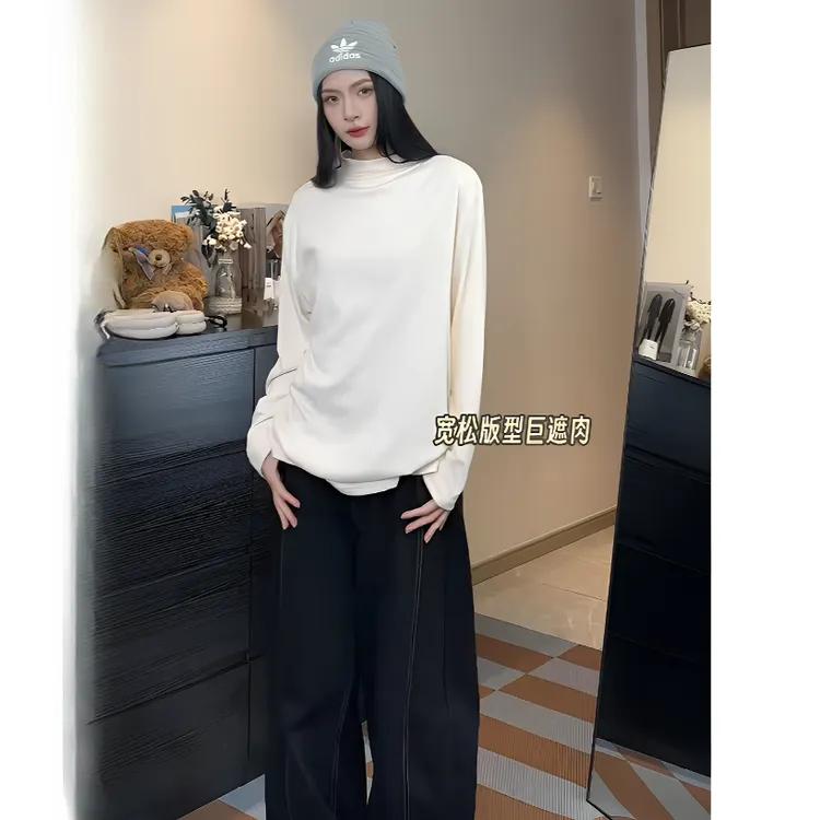 半高领德绒打底衫长袖T恤男士秋冬加绒保暖内搭重磅上衣现货秒发