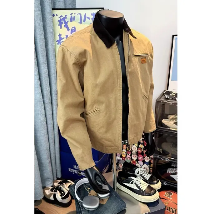 卡其色短款哈灵顿外套男款春秋季潮牌美式棒球服高级感底特律夹克