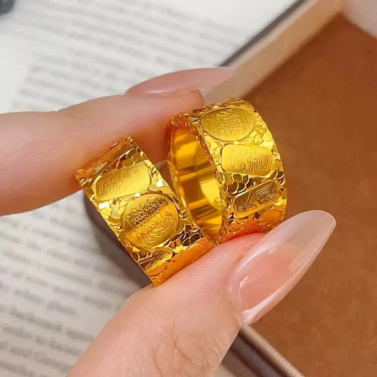 合金戒指 合金戒指 碎冰冰克罗心钉子古法素戒情侣时尚戒指