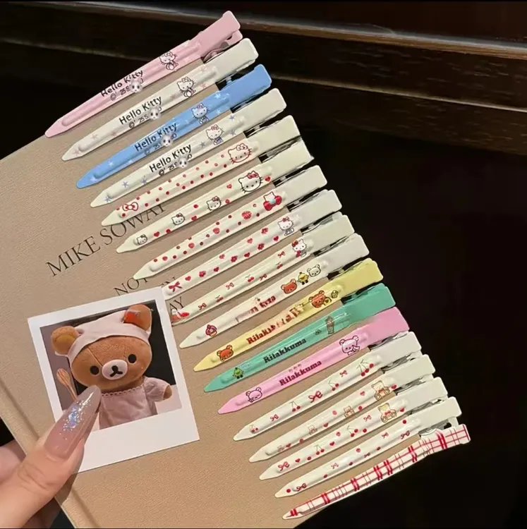 可爱KT猫星星樱桃小熊金属长条发夹夏季新款甜美百搭刘海鸭嘴夹