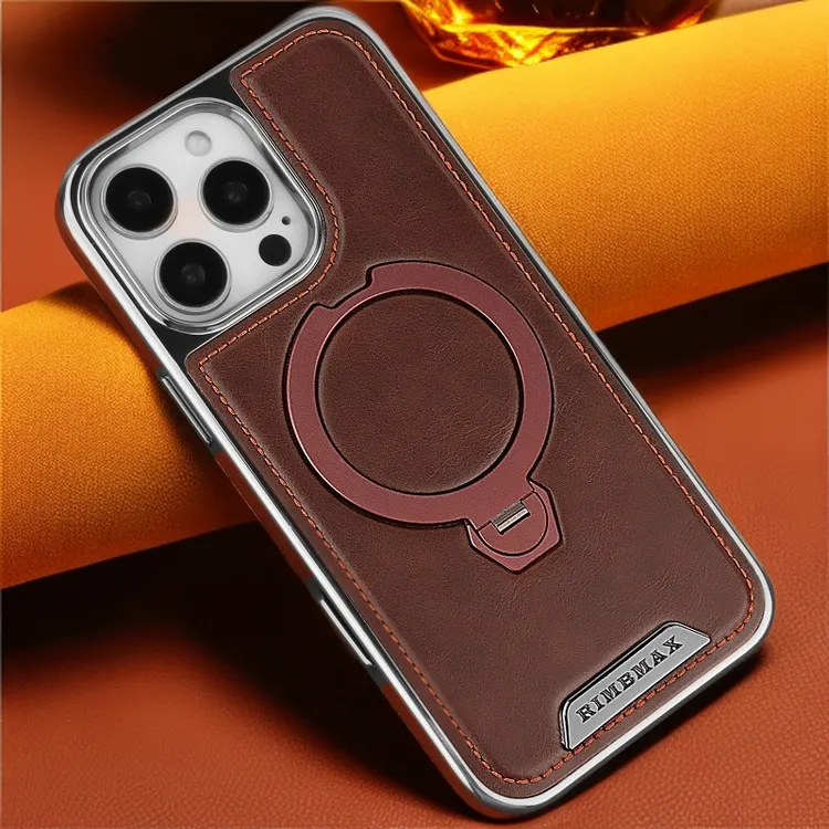 旋转磁吸支架适用苹果16promax手机壳iPhone15皮质防摔新款高级感