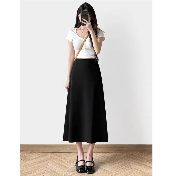 【颜颜专属】秋季法式小个子长裙高腰半身裙显瘦西装裙气质百搭裙子