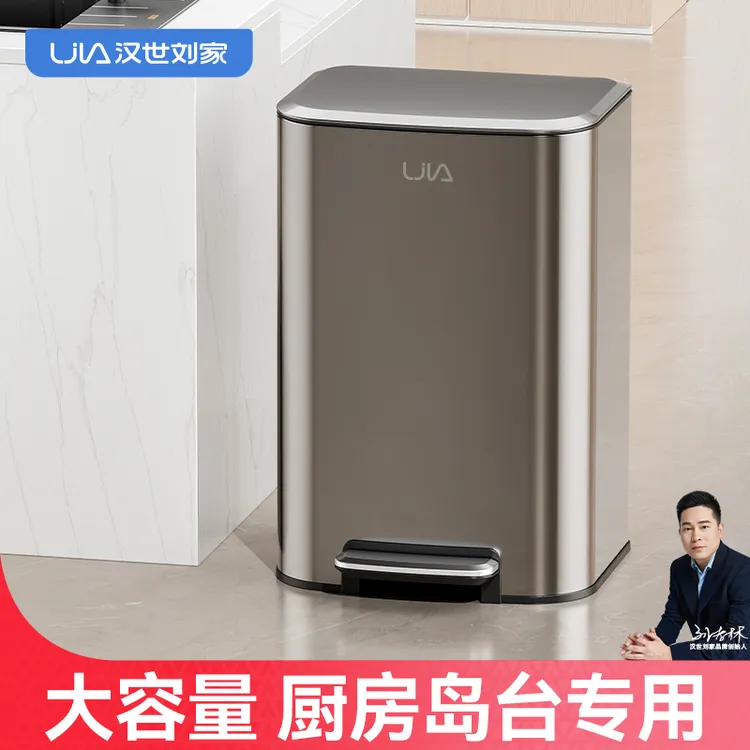 汉世刘家厨房垃圾桶大号大容量2025新款家用客厅轻奢高端不锈钢桶