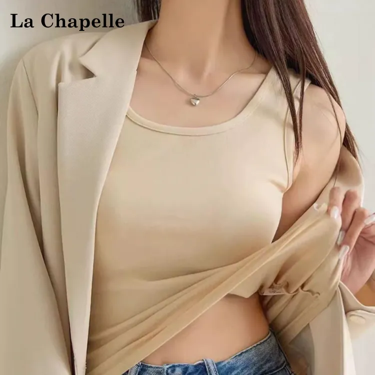 拉夏贝尔背心女新款春夏季大码胖mm修身内搭百搭洋气打底无袖上衣