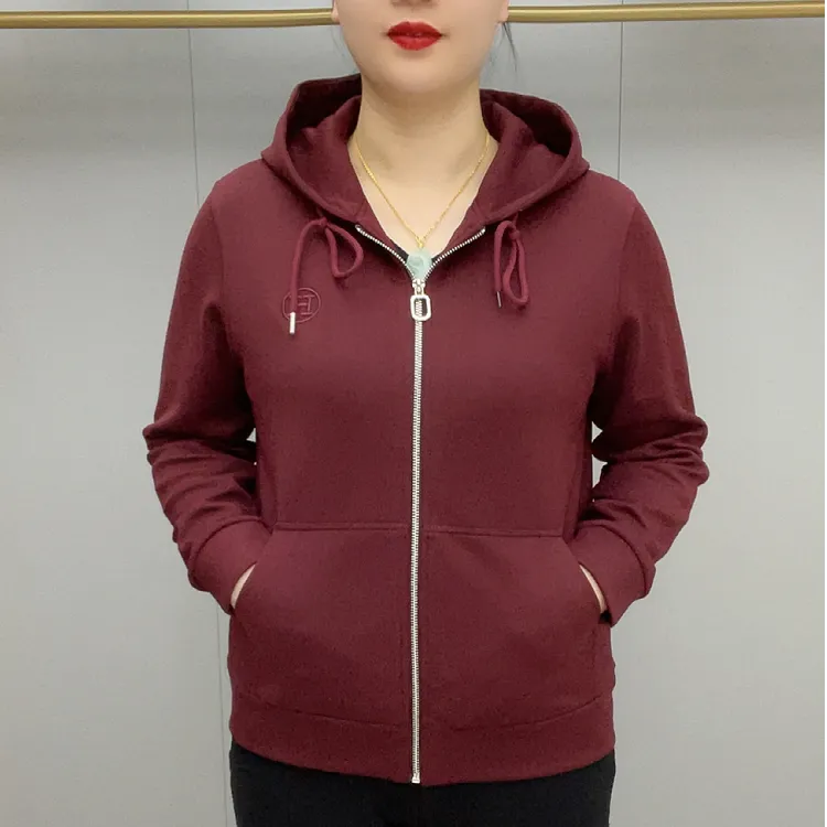 连帽单层纯色常规款时尚减龄款卫衣上衣长袖女士运动卫衣百搭