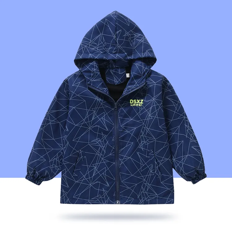 男童罩衣秋冬外套中大童防水防脏罩衣套羽绒服男孩洋气外套冲锋衣