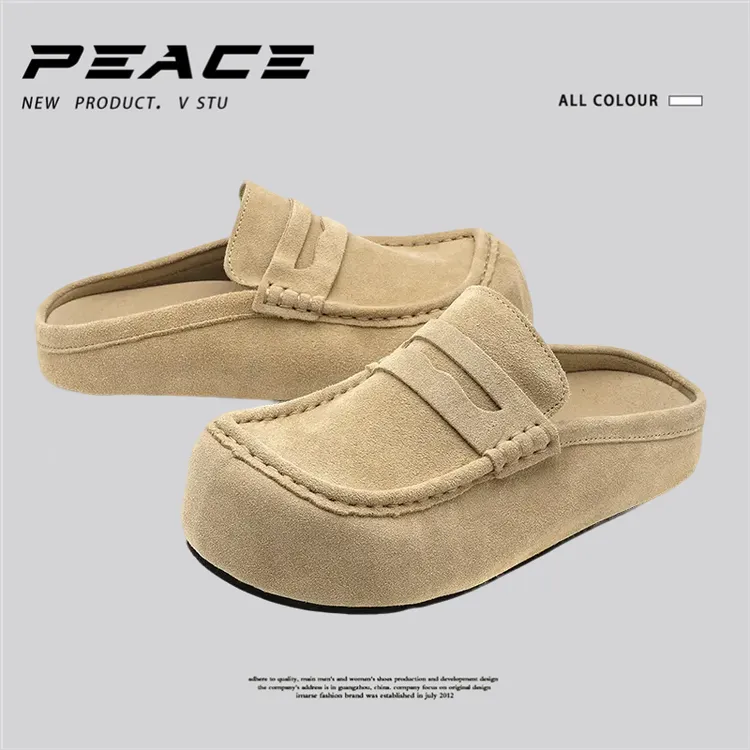 帆布男鞋2025夏季透气懒人一脚蹬包头半拖男士百搭无后跟运动潮鞋