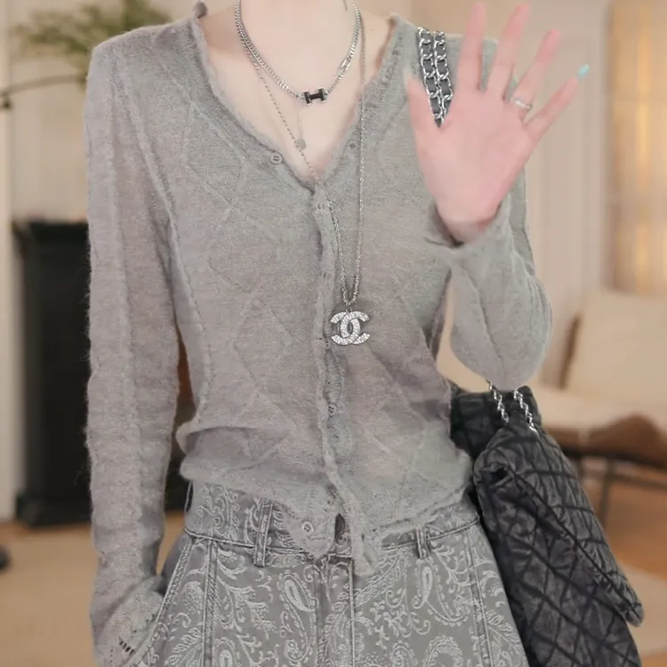 秋季新款针织衫修身显瘦开衫百搭外套C5957