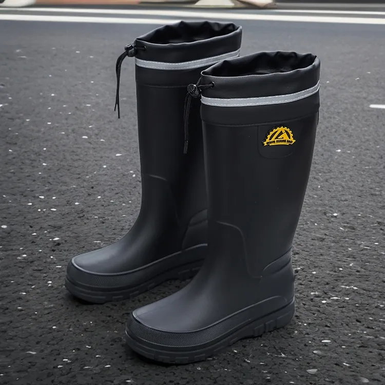 松紧口休闲雨鞋高筒男款防臭防蛇咬防滑钓鱼外卖骑手水靴耐磨雨靴