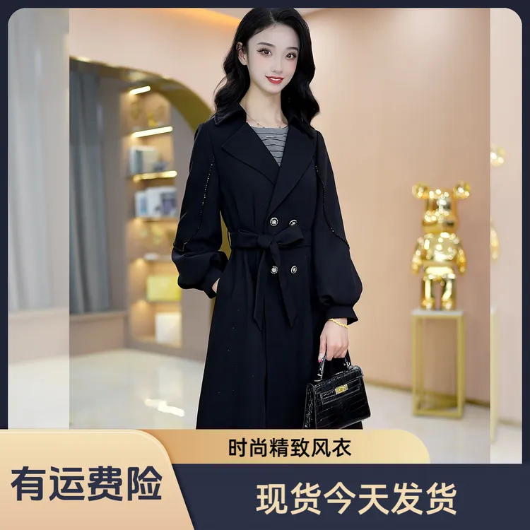 现货今天发【风衣】优雅气质时尚减龄收腰显瘦风衣M-4XL-27313