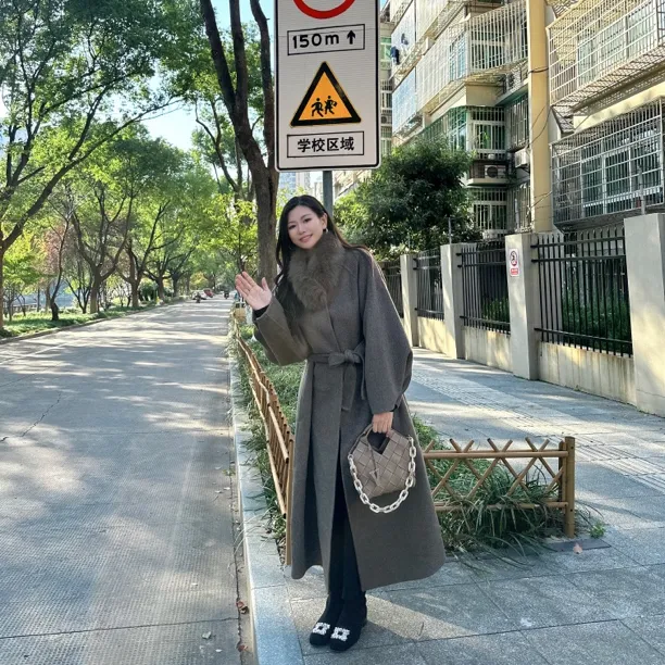 大雯子【北城的晚安】2025F/W超软羊毛大衣长款“秘狐雪境”气质长款